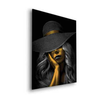 Retrato con sombrero de ala ancha - cuadro Dibond mate