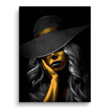 Retrato con sombrero de ala ancha - cuadro PVC mate