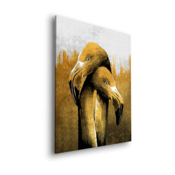 Pareja de flamencos dorados - cuadro Dibond mate