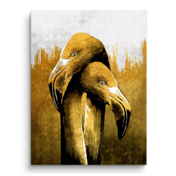 Pareja de flamencos dorados - cuadro PVC mate