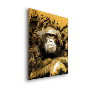 Retrato de chimpancé dorado - cuadro Dibond mate