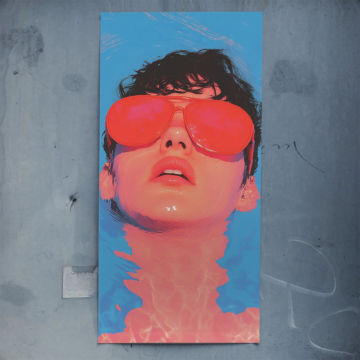 Sommerporträt mit Retro-Sonnenbrille - Poster