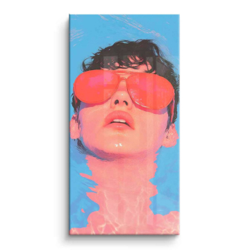 Retrato veraniego retro con gafas de sol - cuadro PVC brillante