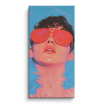 Sommerporträt mit Retro-Sonnenbrille - Leinwandbild