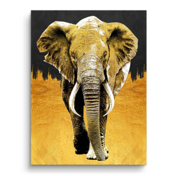 Elefante negro y dorado - cuadro en lienzo