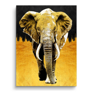 Elefante negro y dorado - cuadro PVC mate
