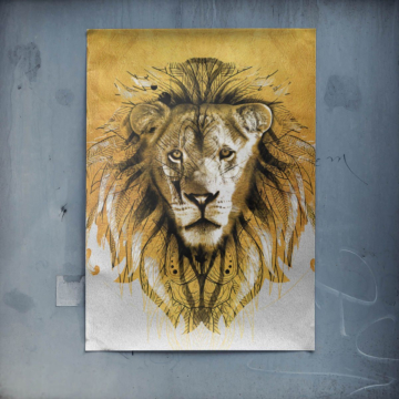 Retrato de león majestuoso - póster