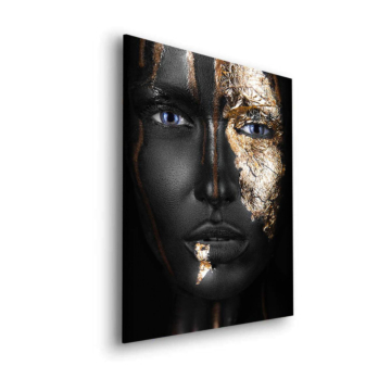 Retrato con reflejo dorado - cuadro Dibond mate