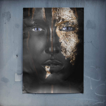 Retrato con reflejo dorado - póster