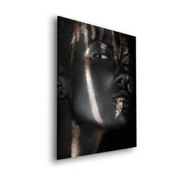 Retrato de rostro negro y dorado - cuadro Dibond mate