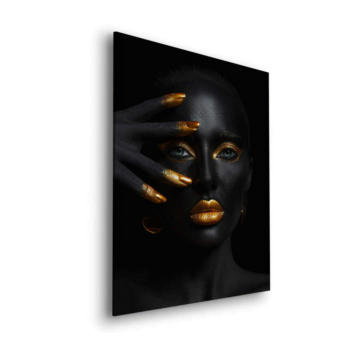 Retrato negro y dorado glamuroso - cuadro Dibond mate