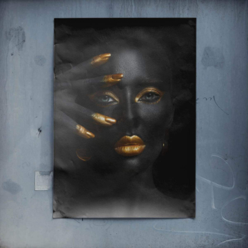 Retrato negro y dorado glamuroso - póster