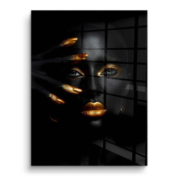 Retrato negro y dorado glamuroso - cuadro PVC brillante