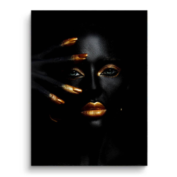 Retrato negro y dorado glamuroso - cuadro PVC mate