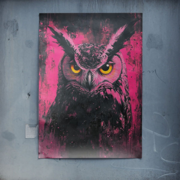 Hibou vif rose - poster