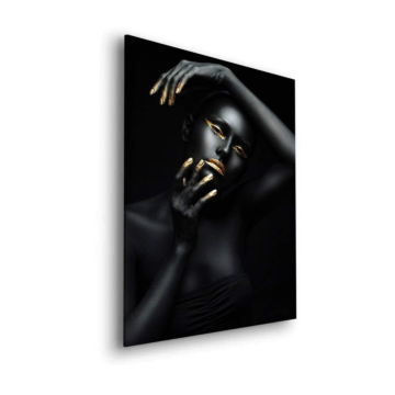 Retrato de rostro negro y dorado - cuadro Dibond mate