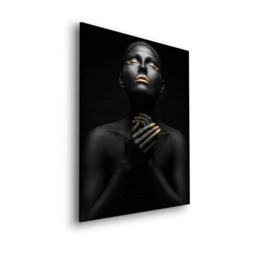 Retrato femenino negro y dorado - cuadro Dibond mate