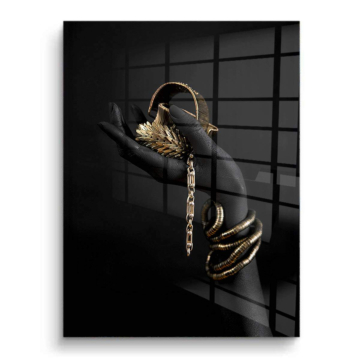 Mano con joyas doradas - cuadro PVC brillante