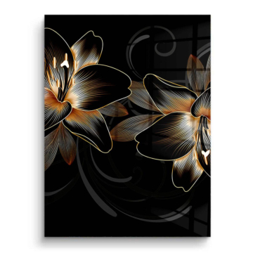Arte lineal de lirio dorado - cuadro PVC brillante