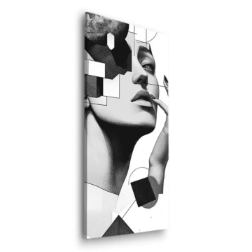 Collage abstracto de mujer con luna - cuadro Dibond mate