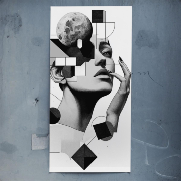 Abstrakte Mondfrau-Collage - Poster