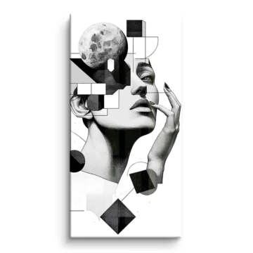 Collage abstracto de mujer con luna - cuadro PVC brillante
