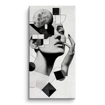 Abstract Moon Woman Collage Canvas Art