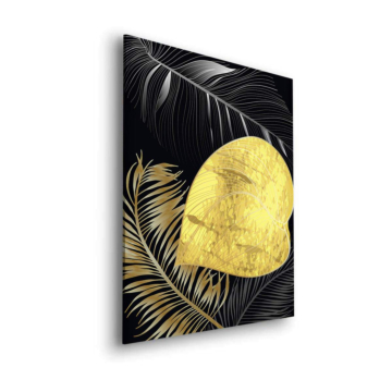 Arte lineal de hoja de palmera dorada - cuadro Dibond mate