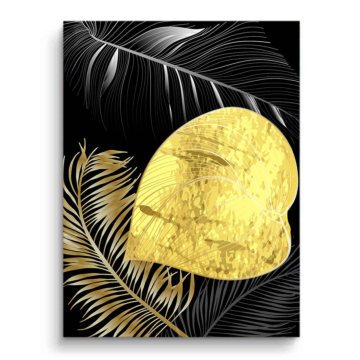 Arte lineal de hoja de palmera dorada - cuadro PVC mate