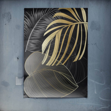 Hojas de palmera doradas - póster
