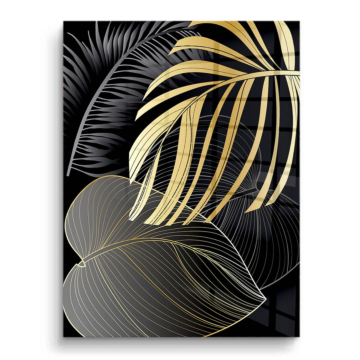 Hojas de palmera doradas - cuadro PVC brillante