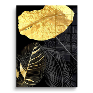 Hoja tropical dorada - cuadro PVC brillante