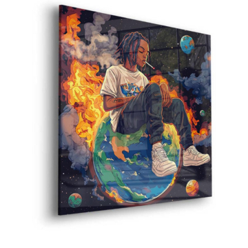 Kosmischer Träumer auf der Straße - Acrylglasbild