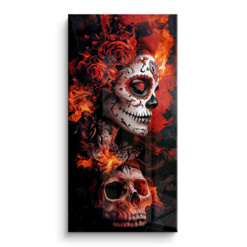 Calavera flaming rosa - cuadro PVC brillante