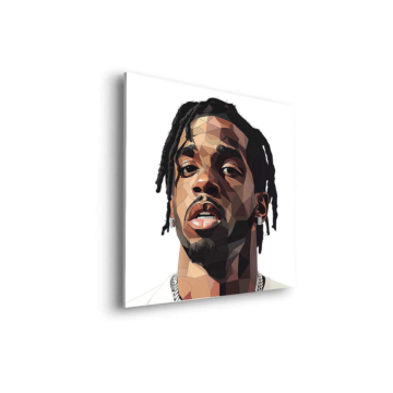 Portrait polygonal de rappeur tressé - tableau Dibond mat