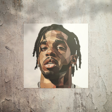 Braided Rapper Polygon Porträt - Poster