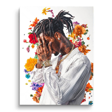 Kwiatowy portret rapera - obraz na matowym PVC