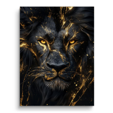 Black Gold Lion Canvas Art