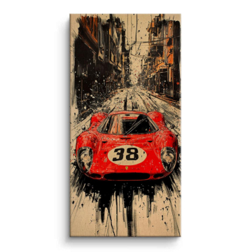 Vintage Red Race Car Canvas Art