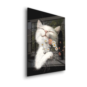 Smiling Katze Blume - Acrylglasbild