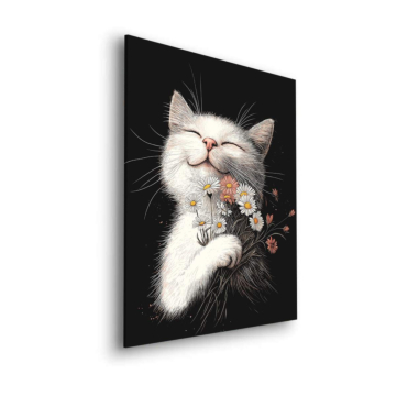 Smiling Katze Blume - Dibond-Bild matt