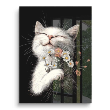 Smiling Katze Blume - PVC-Bild glänzend