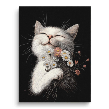 Smiling Katze Blume - Leinwandbild