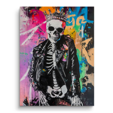 Rebel Crown Skeleton Canvas Art