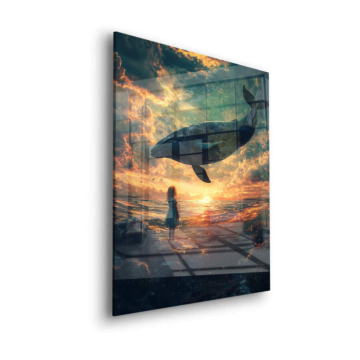 Flying Whale Sunset Acrylic Glass Art
