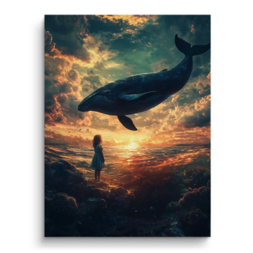 Flying Whale Sunset Canvas Art