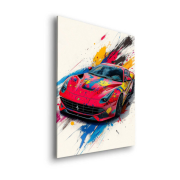Superdeportivo inspirado en Ferrari con explosión de color - cuadro Dibond mate