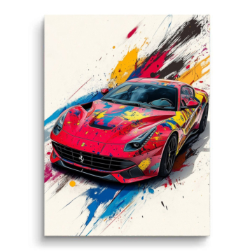 Superdeportivo inspirado en Ferrari con explosión de color - cuadro PVC mate