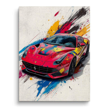 Ferrari Inspired Color Splash Supercar Canvas Art