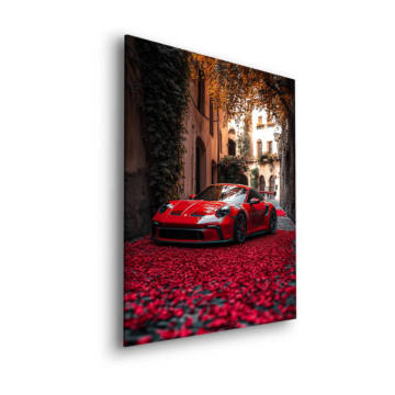 Porsche carmesí Driveway - cuadro Dibond mate